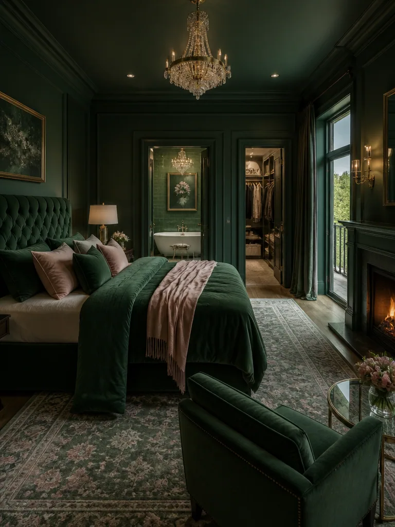 Dark Green Master Suite design