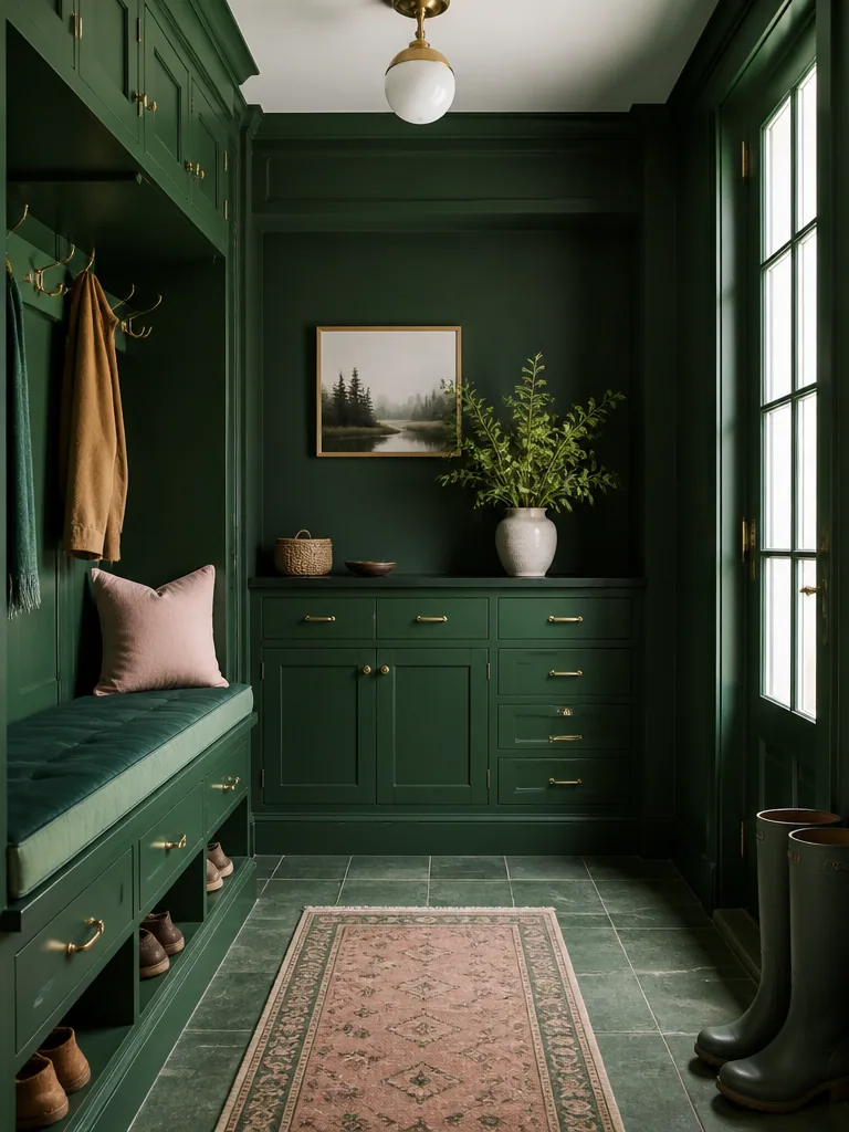 Dark Green Mudroom design