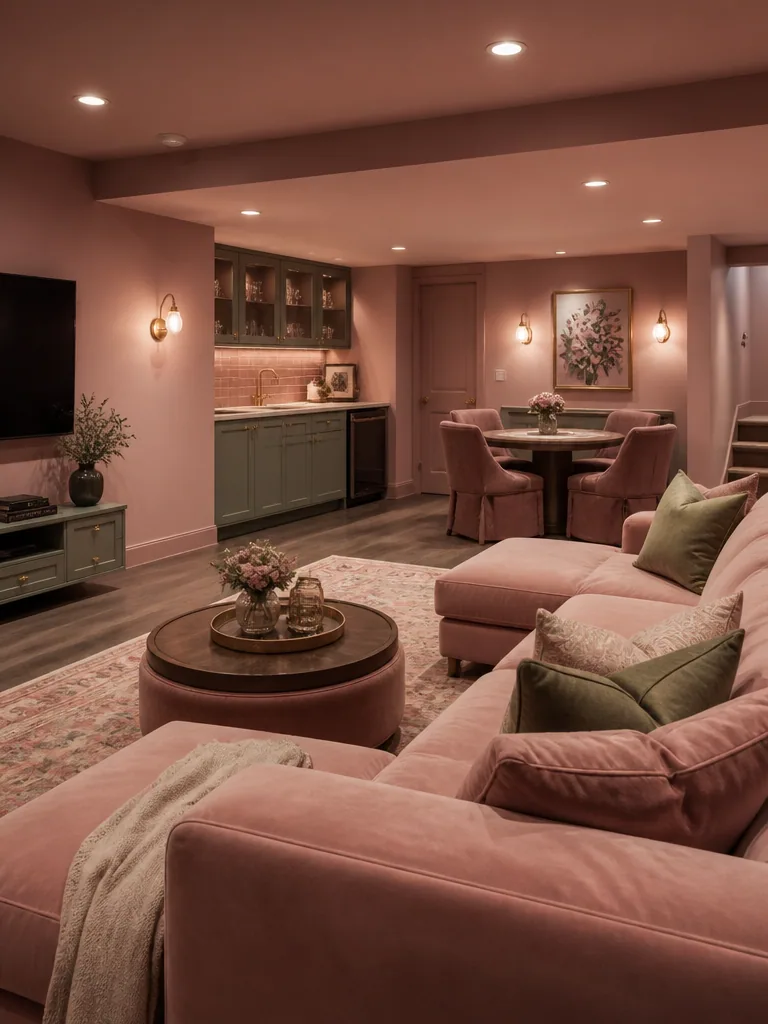Dusty Rose Basement design