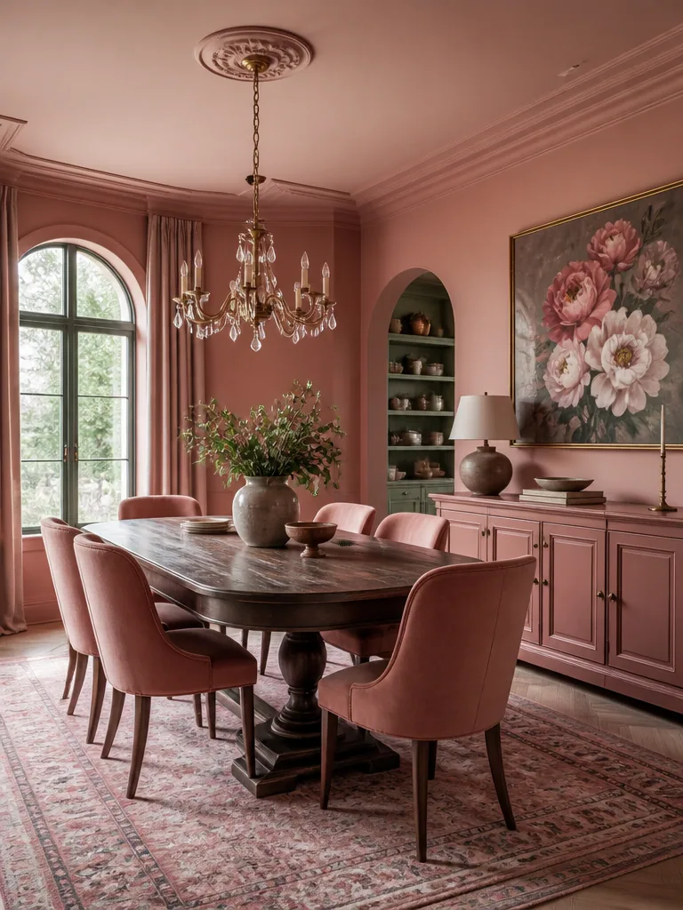 Dusty Rose Dining Room design