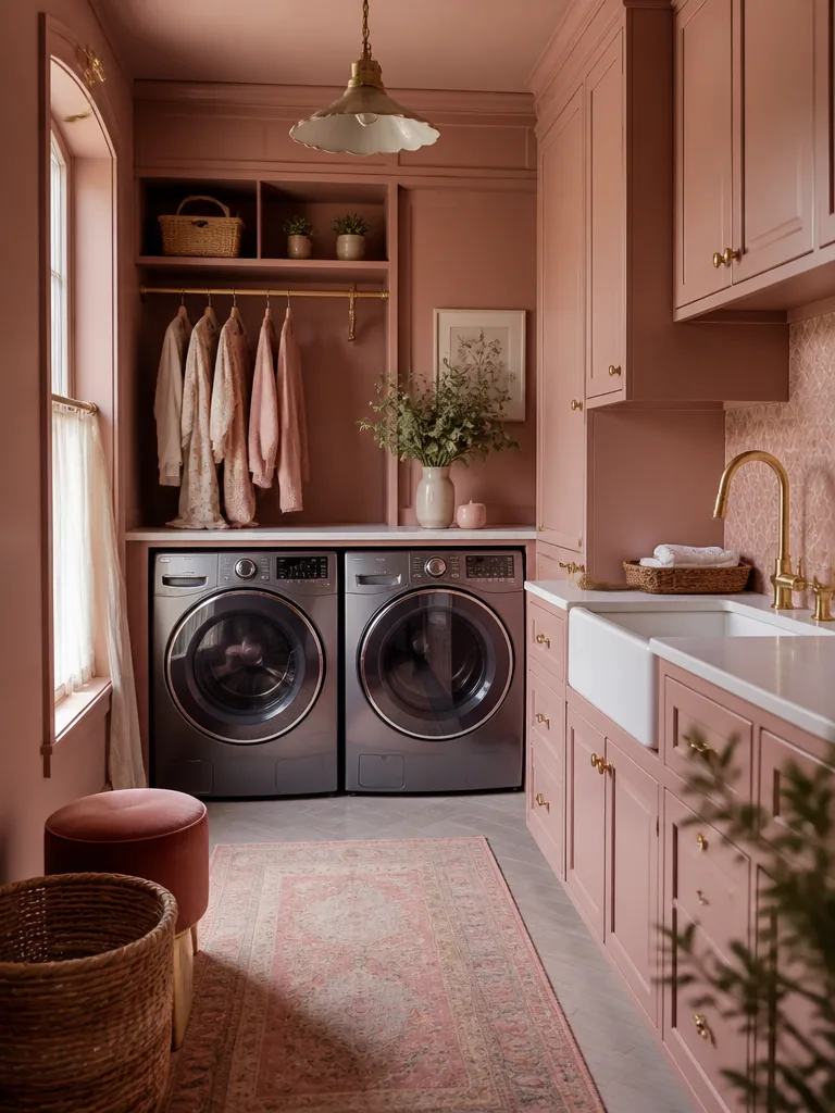 Dusty Rose Laundry Room design