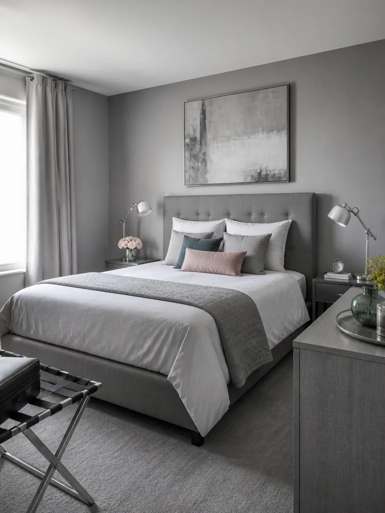 Gray Guest Bedroom design