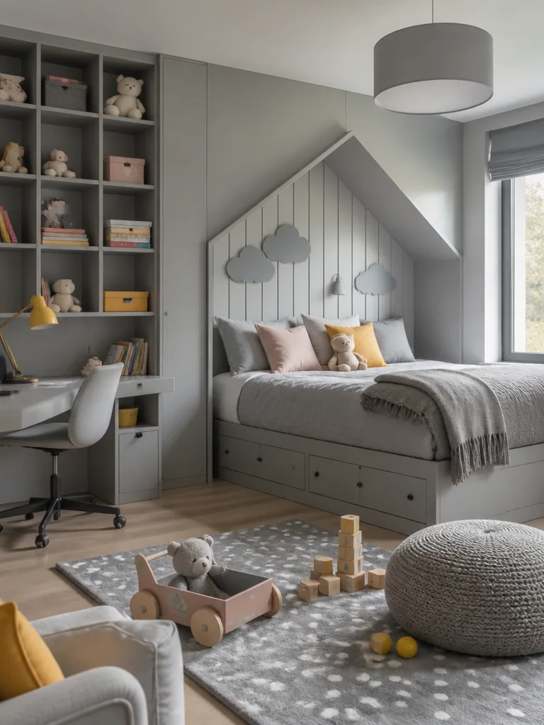 Gray Kids Room design