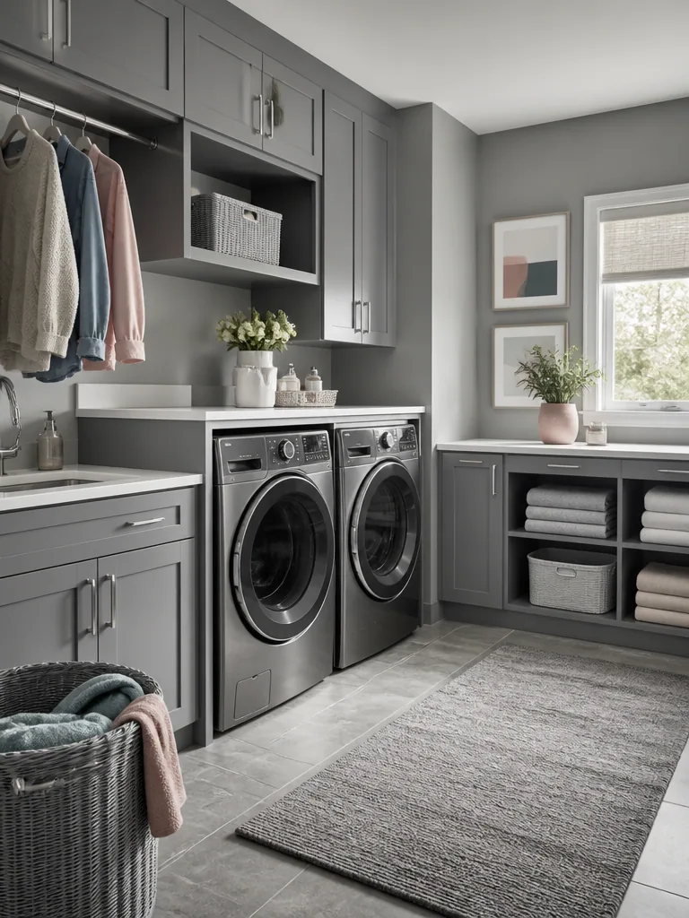 Gray Laundry Room design