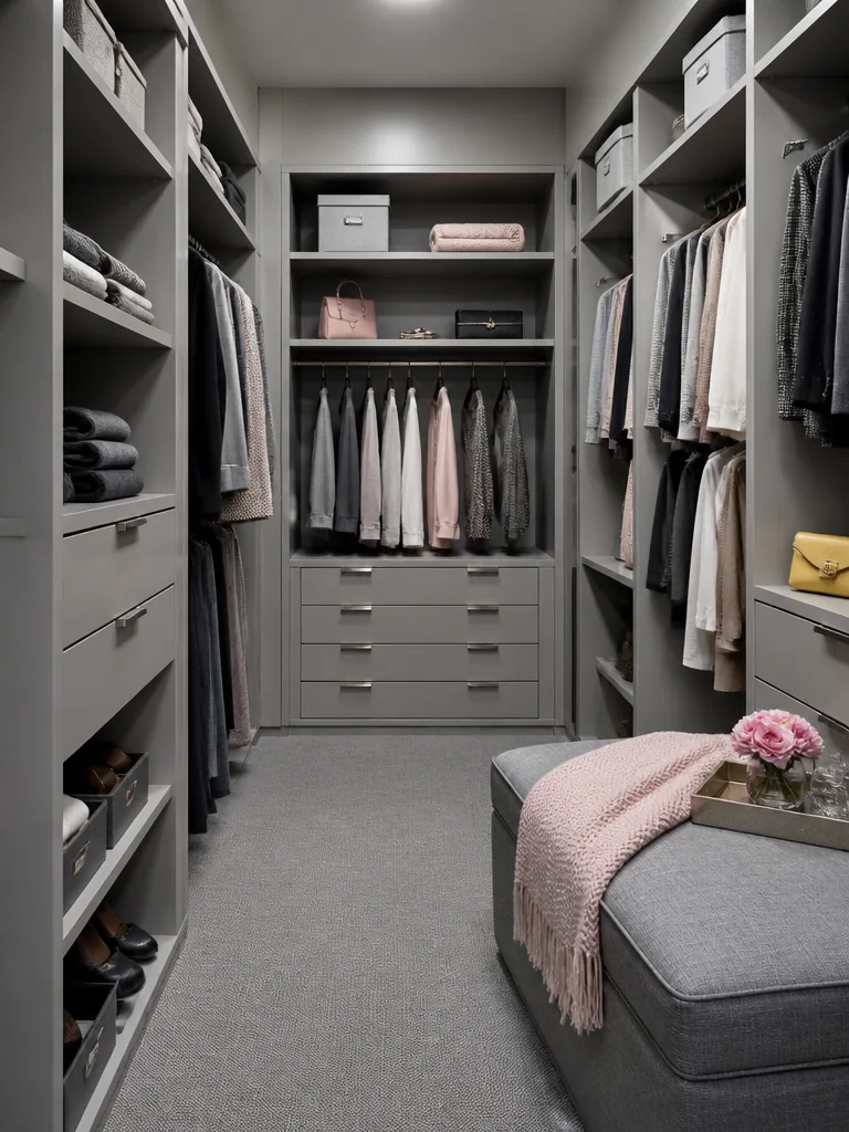 Gray Walk-in Closet design