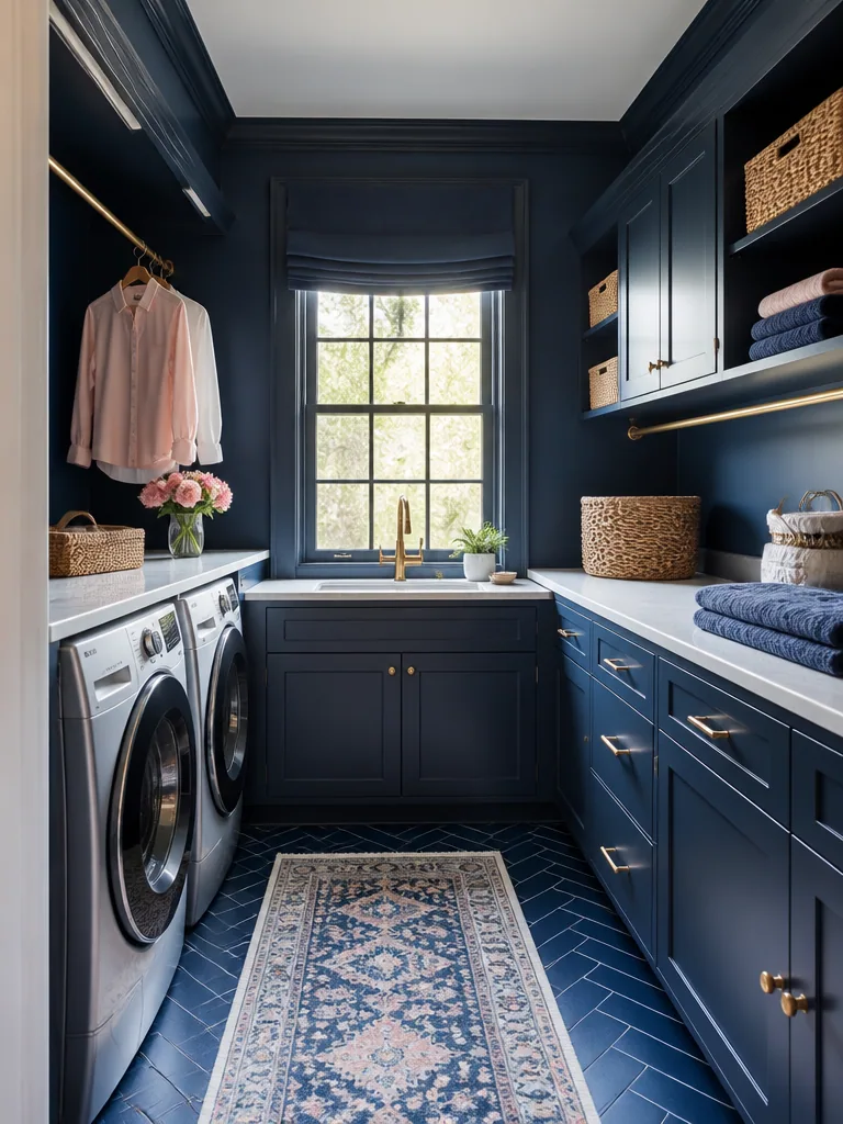 Navy Blue Laundry Room design