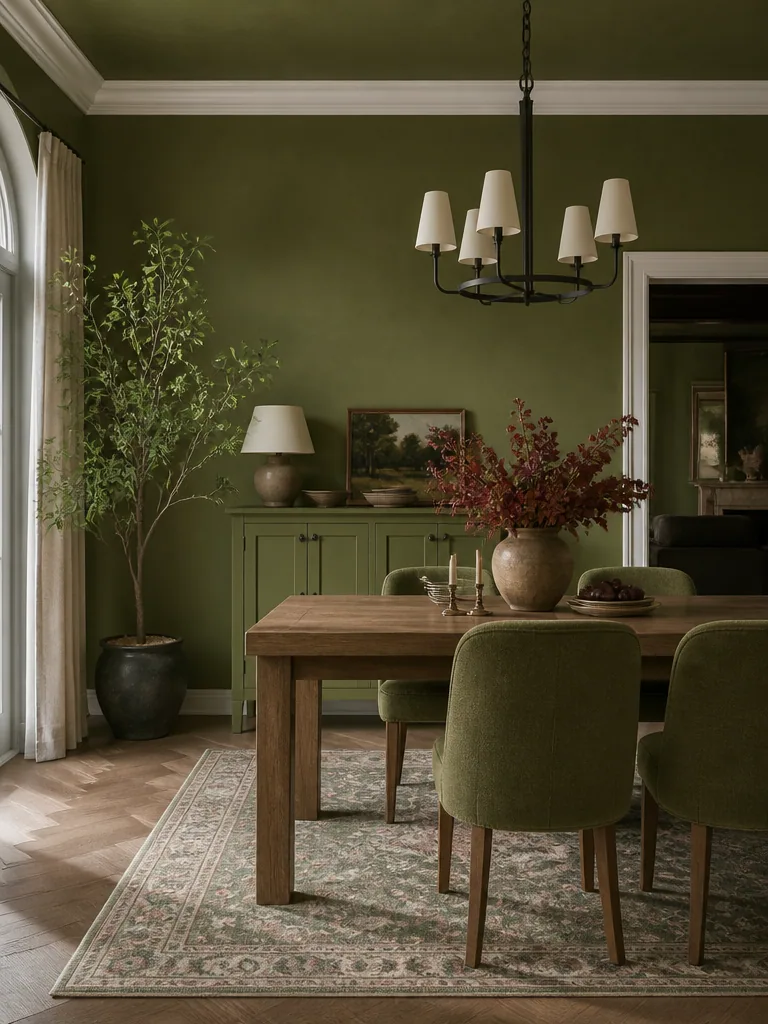 Olive Green Dining Room design