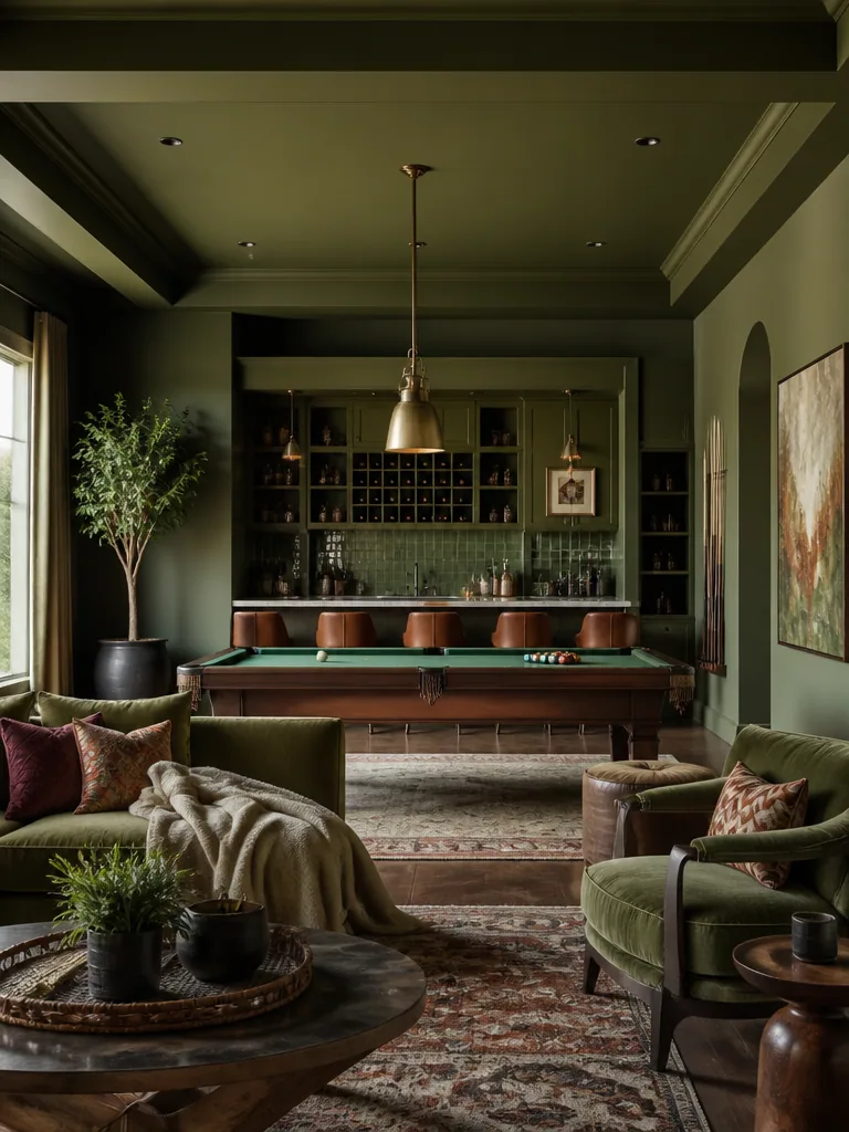 Olive Green Game Room design