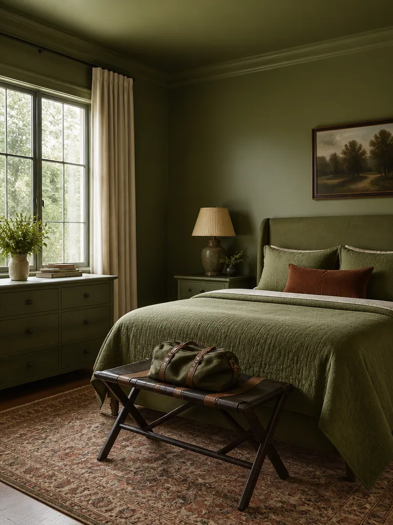 Olive Green Guest Bedroom design