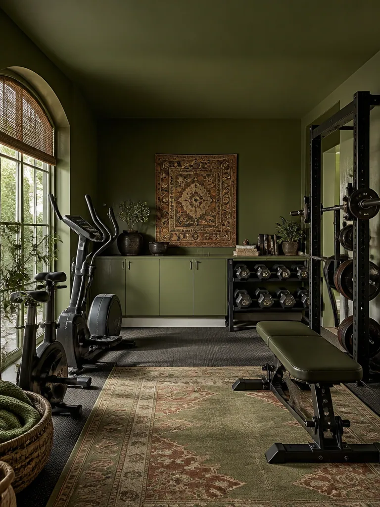 Olive Green Home Gym design