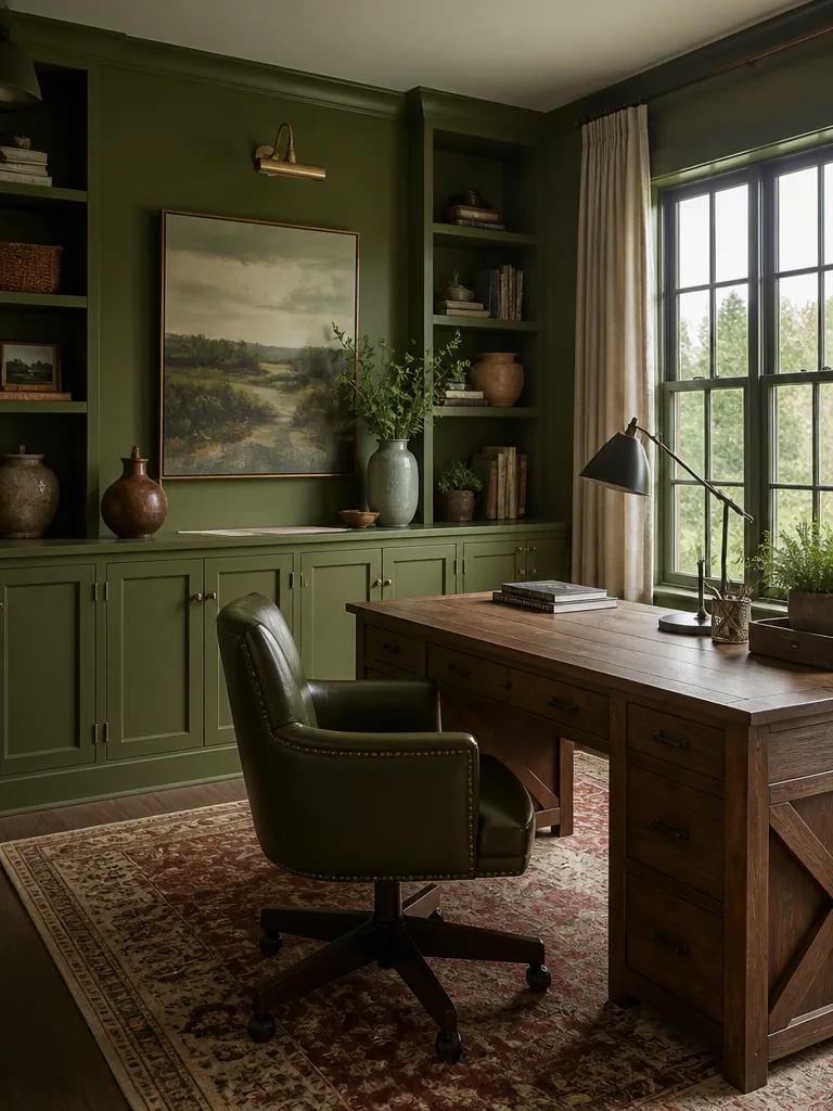 Olive Green Home Office design