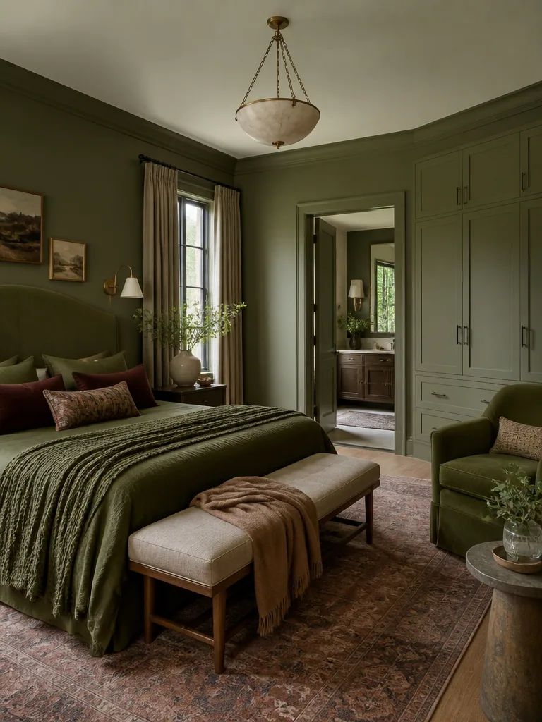 Olive Green Master Bedroom design