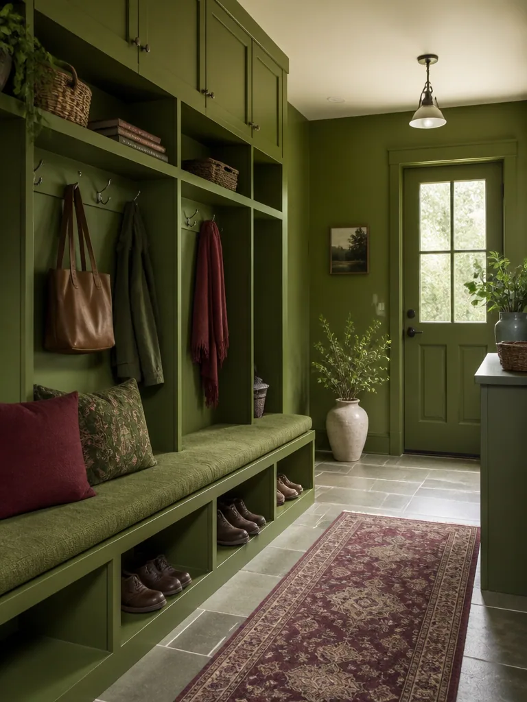 Olive Green Mudroom design