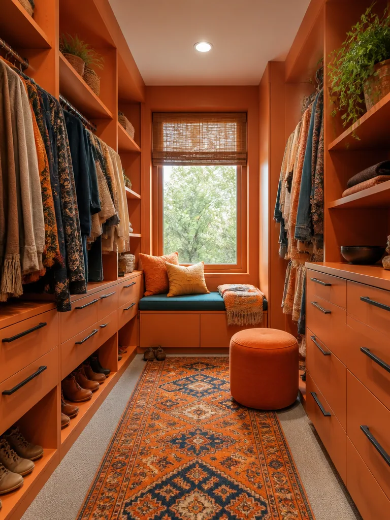 Orange Walk-in Closet design