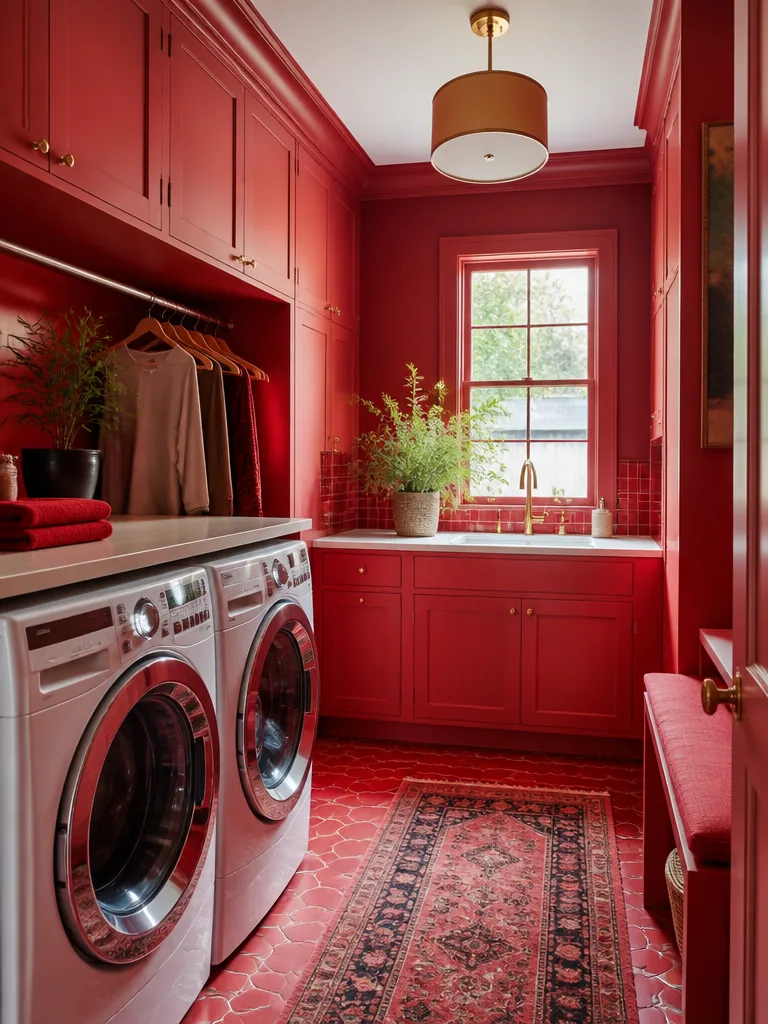 Red Laundry Room design