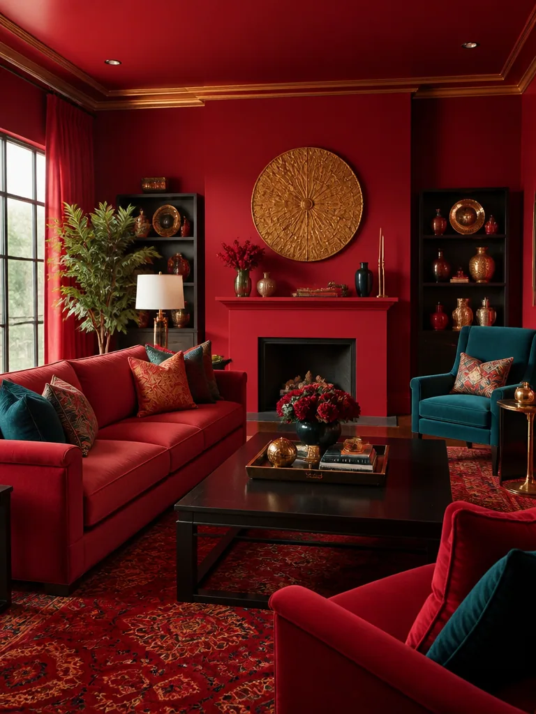 Red Living Room design