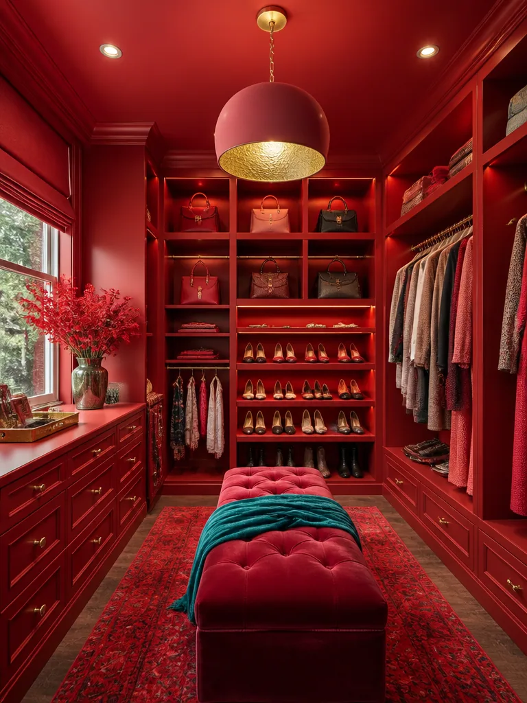 Red Walk-in Closet design