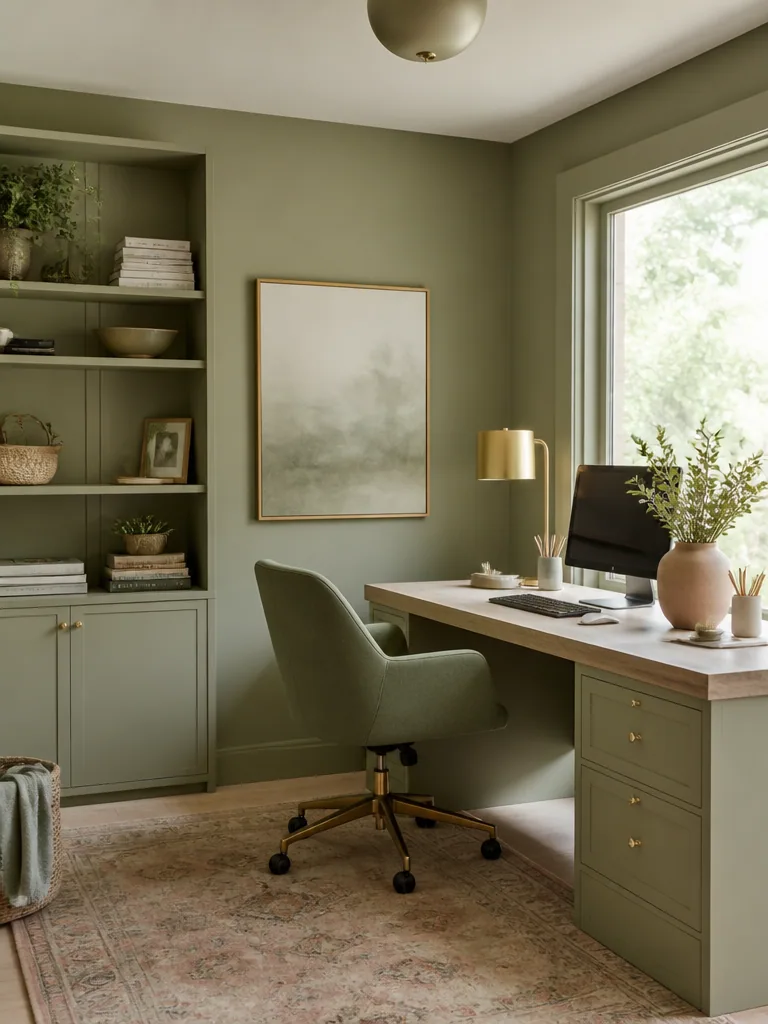 Sage Green Home Office design