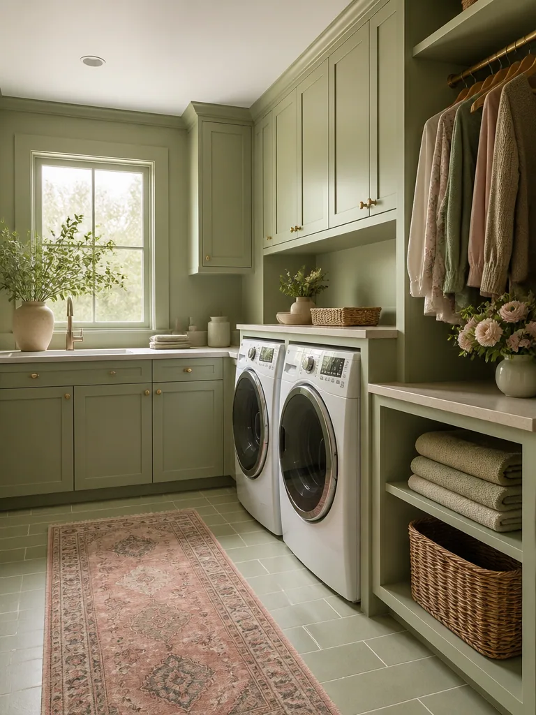 Sage Green Laundry Room design