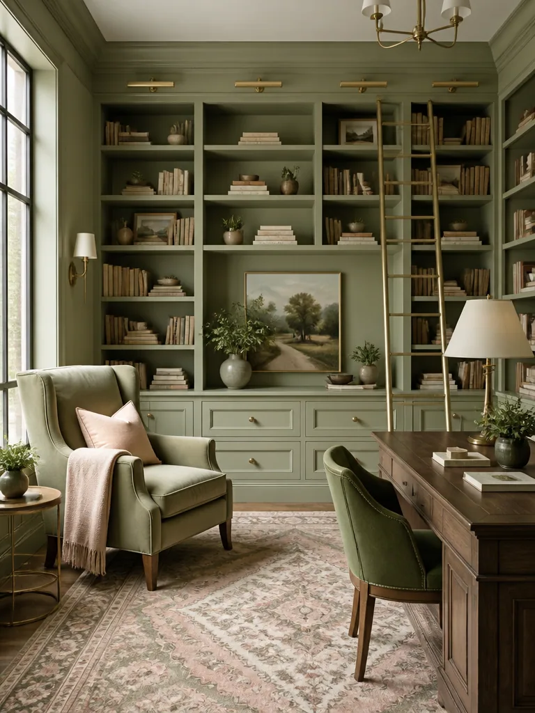 Sage Green Library design