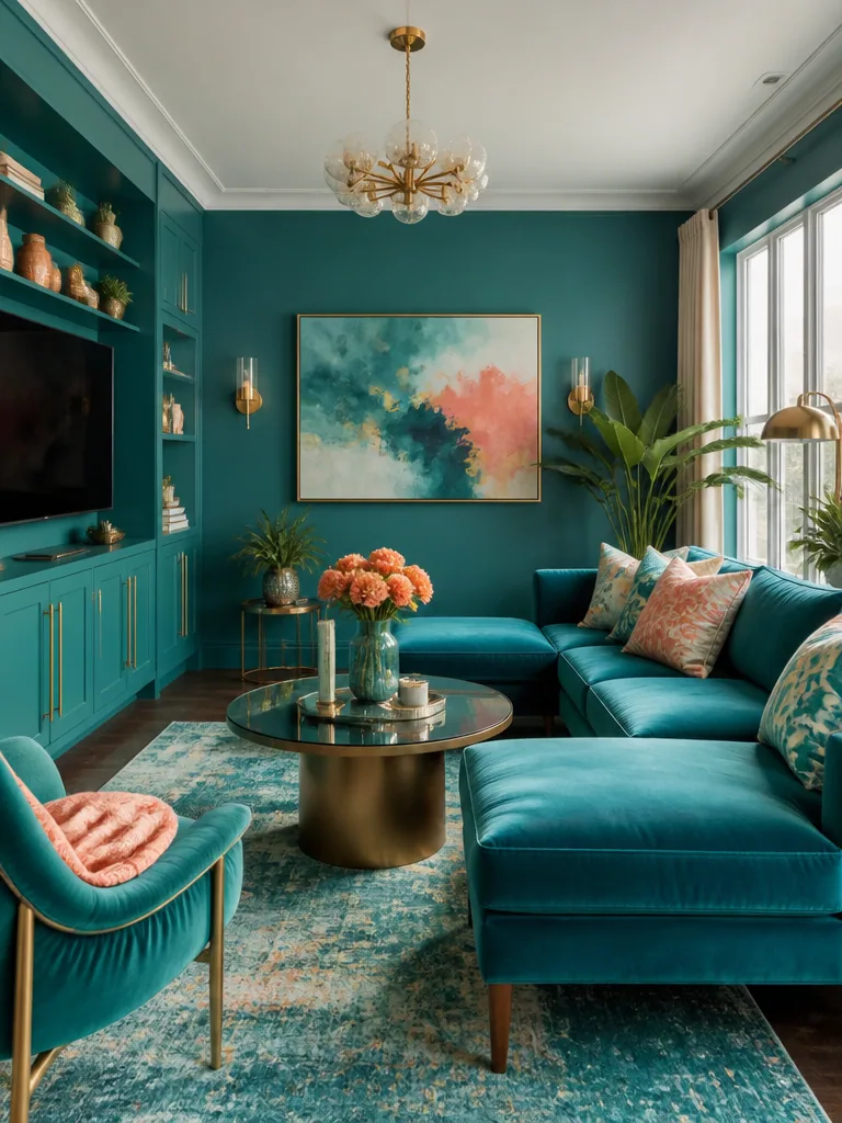 Teal Living Room design
