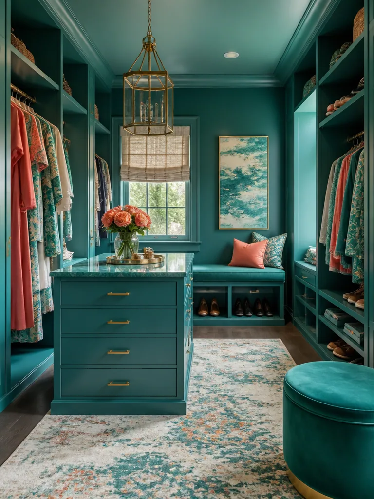 Teal Walk-in Closet design