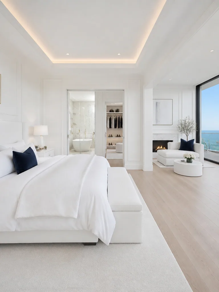White Master Suite design