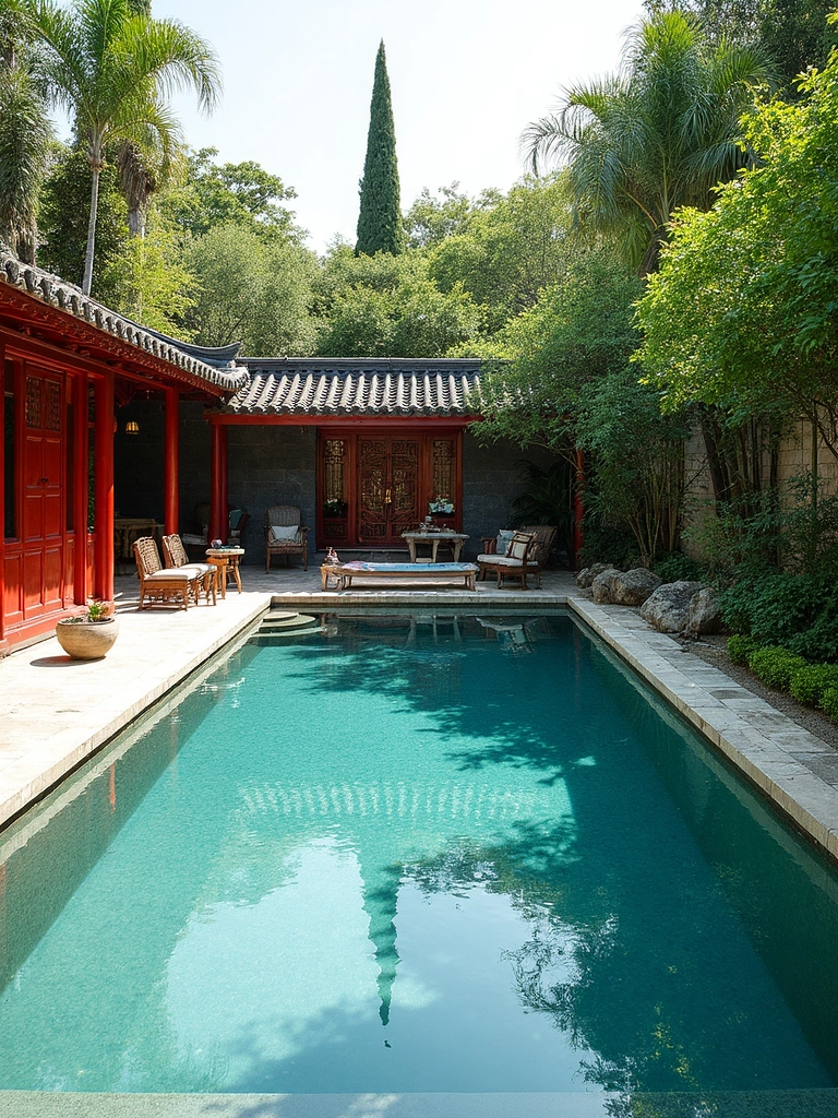 Chinese Garden Pool Area - Chinese Pool Area landscape design inspiration