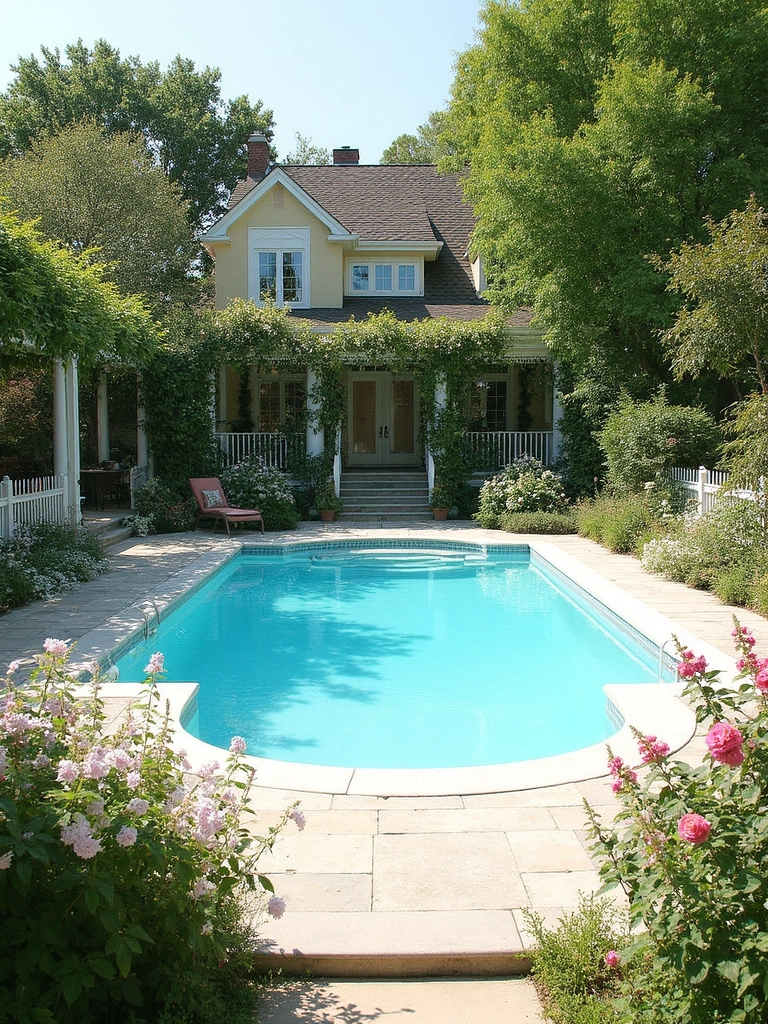 Cottage Garden Pool Area design - Cottage Pool Area landscape design ideas