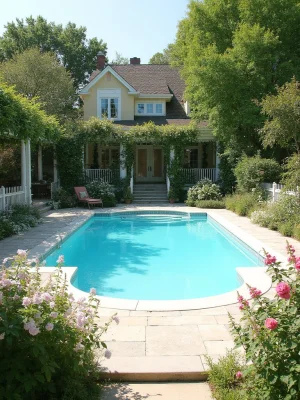 Cottage Garden Pool Area Design