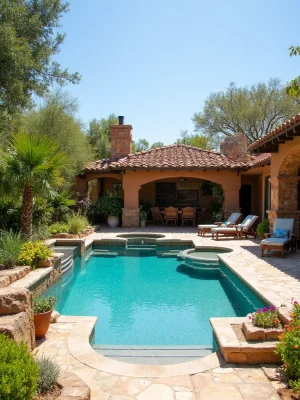 Mediterranean Style Pool Area Design