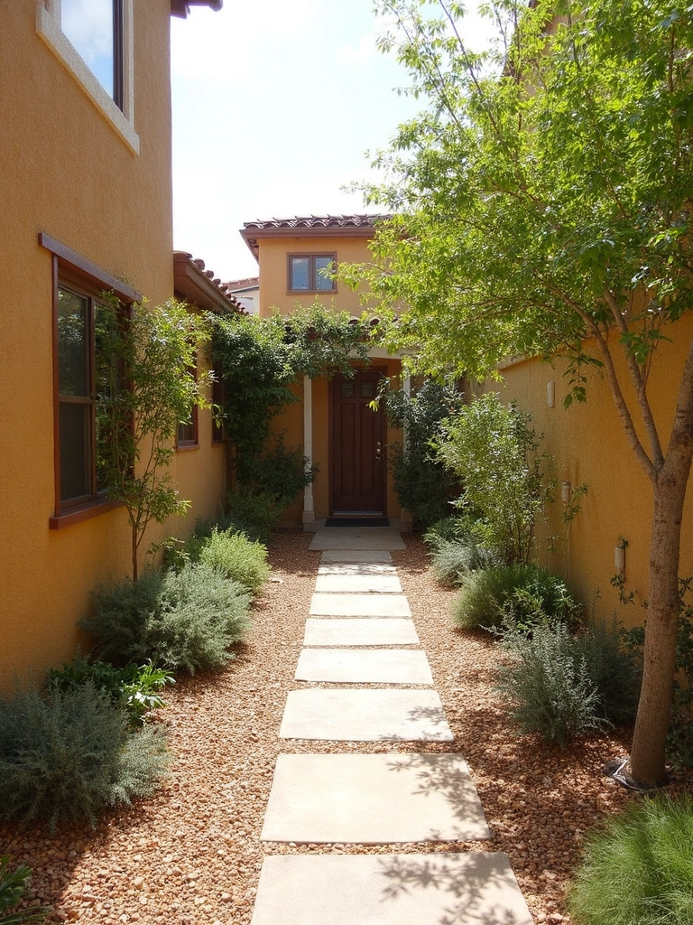 Mediterranean Style Side Yard design - Mediterranean Side Yard Garden landscape design ideas