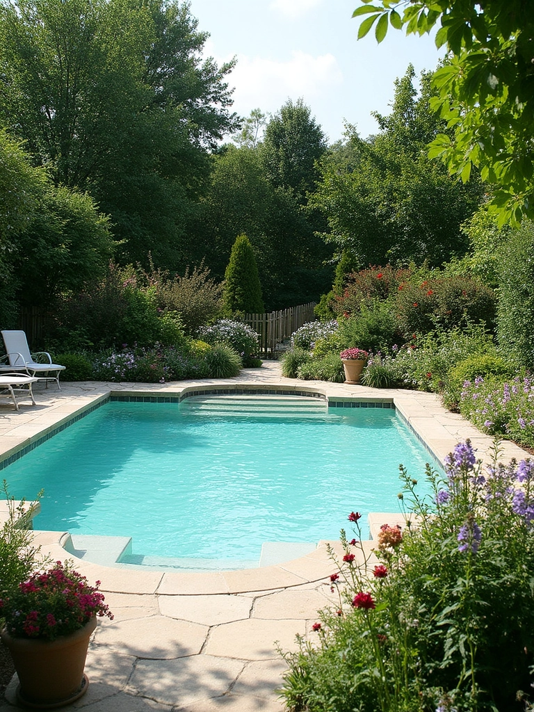 English Garden Pool Area - Traditional Pool Area landscape design inspiration