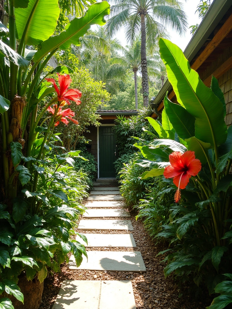 Tropical Paradise Side Yard design - Tropical Side Yard Garden landscape design ideas