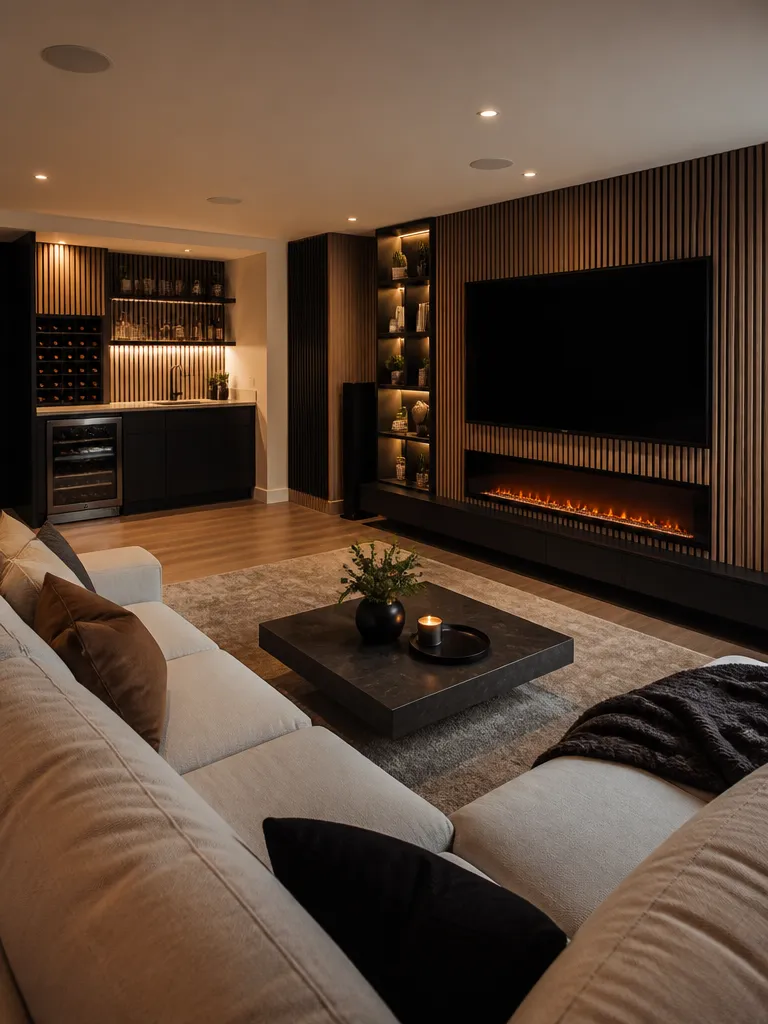 Acoustic Wall Panels Basement Warm residential staging