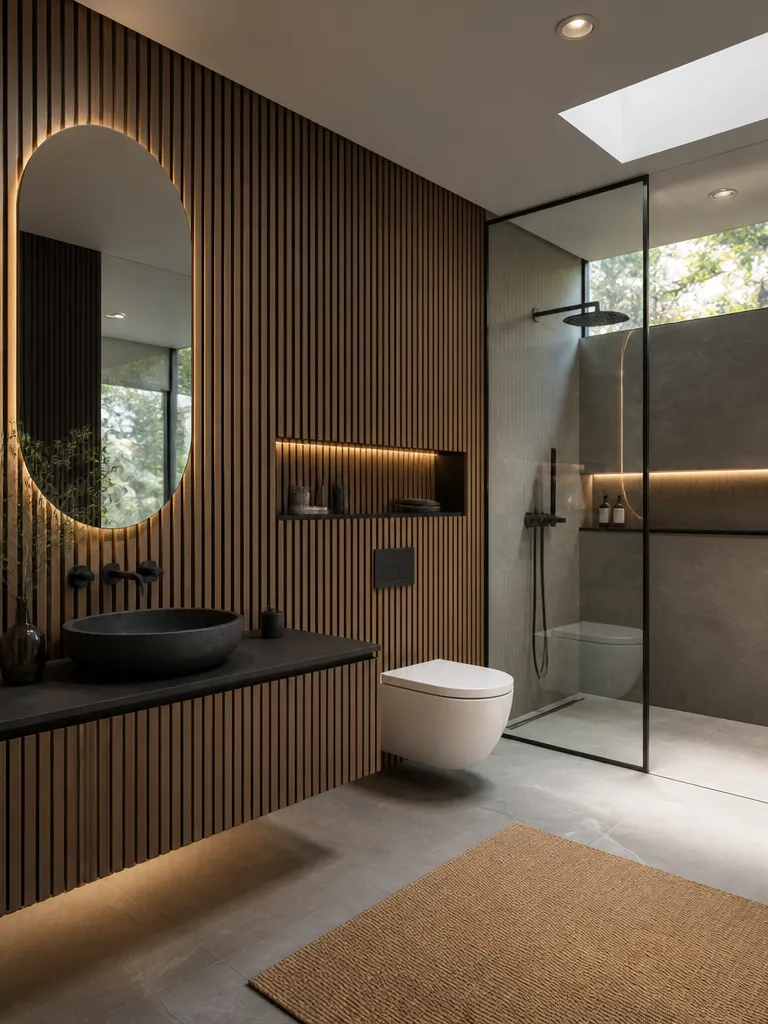 Acoustic Wall Panels Bathroom Luxury editorial staging