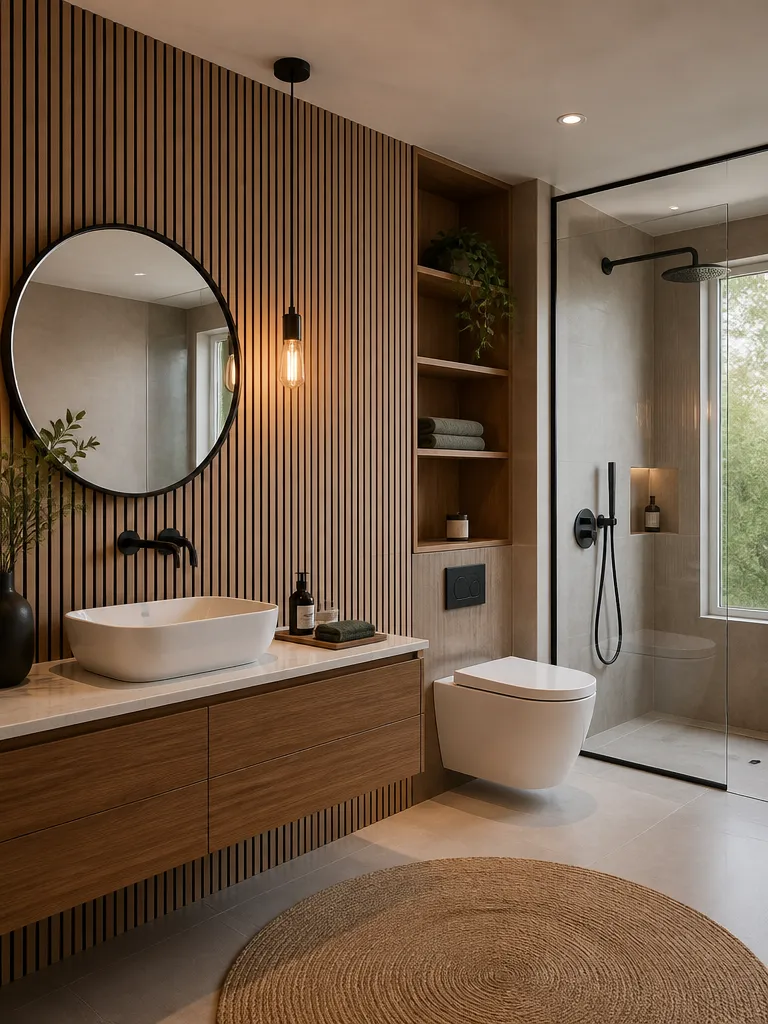 Acoustic Wall Panels Bathroom Warm residential staging