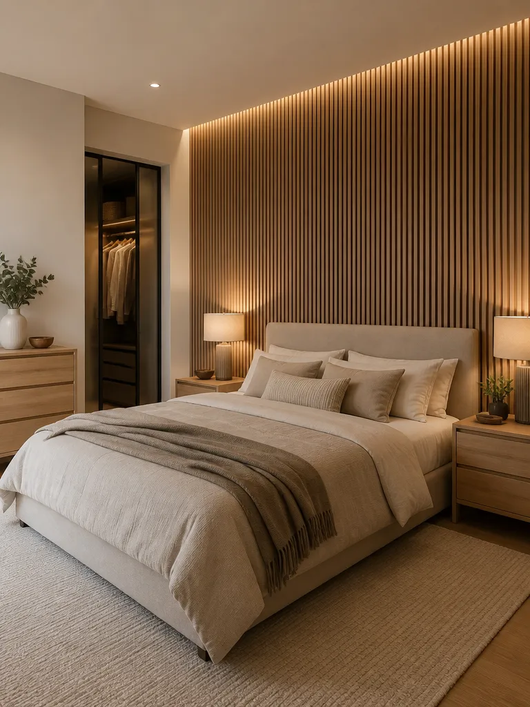 Acoustic Wall Panels Bedroom Warm residential staging