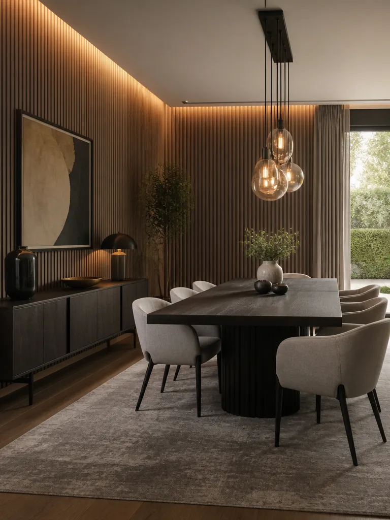 Acoustic Wall Panels Dining Room Luxury editorial staging