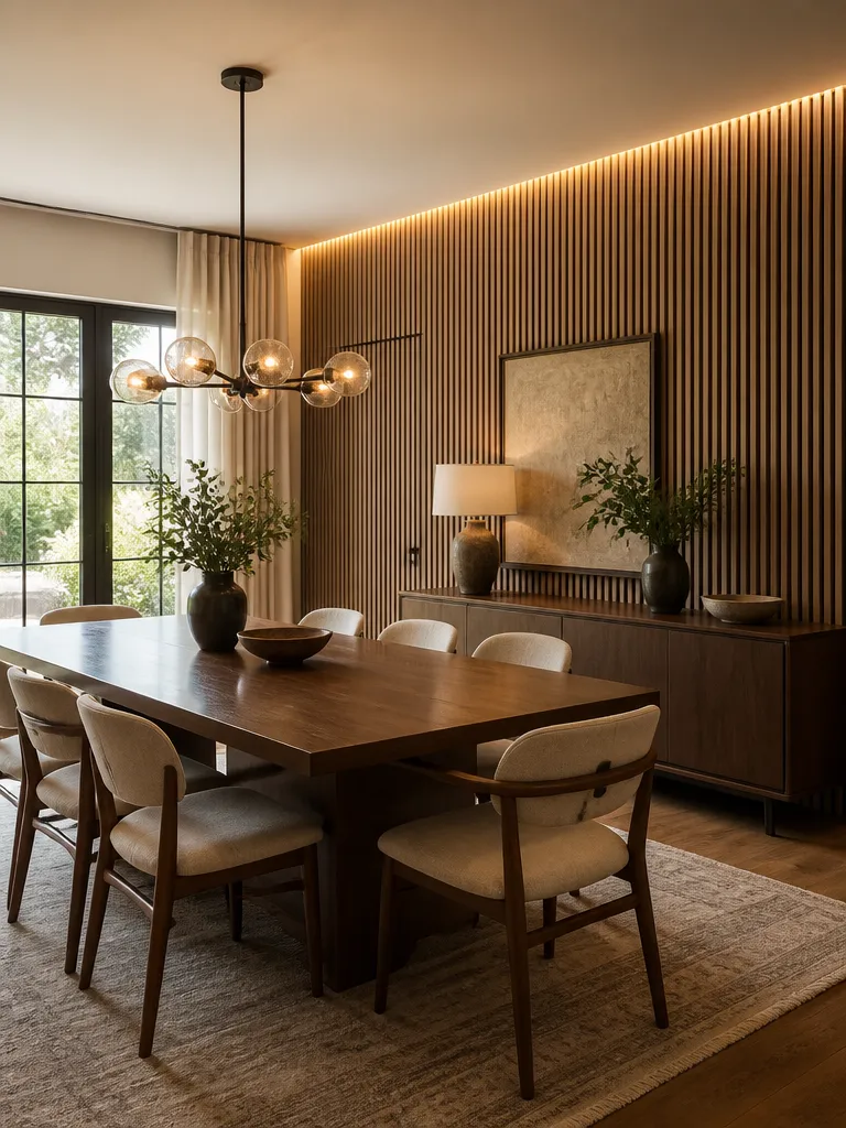 Acoustic Wall Panels Dining Room Warm residential staging