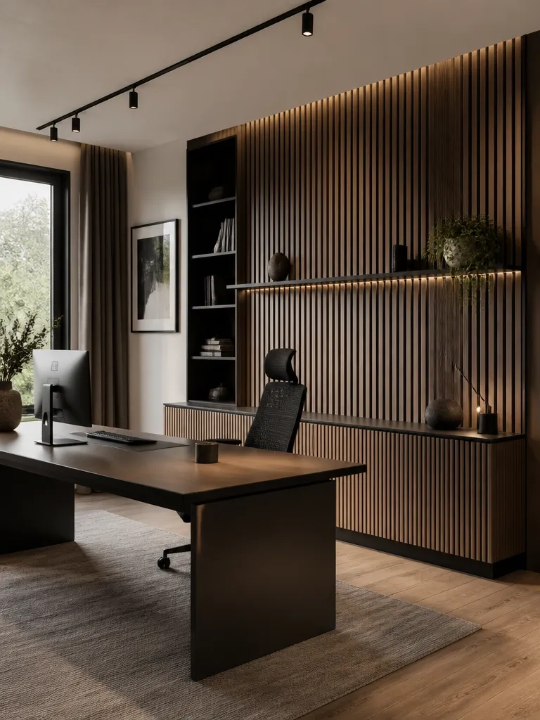 Acoustic Wall Panels Home Office Luxury editorial staging