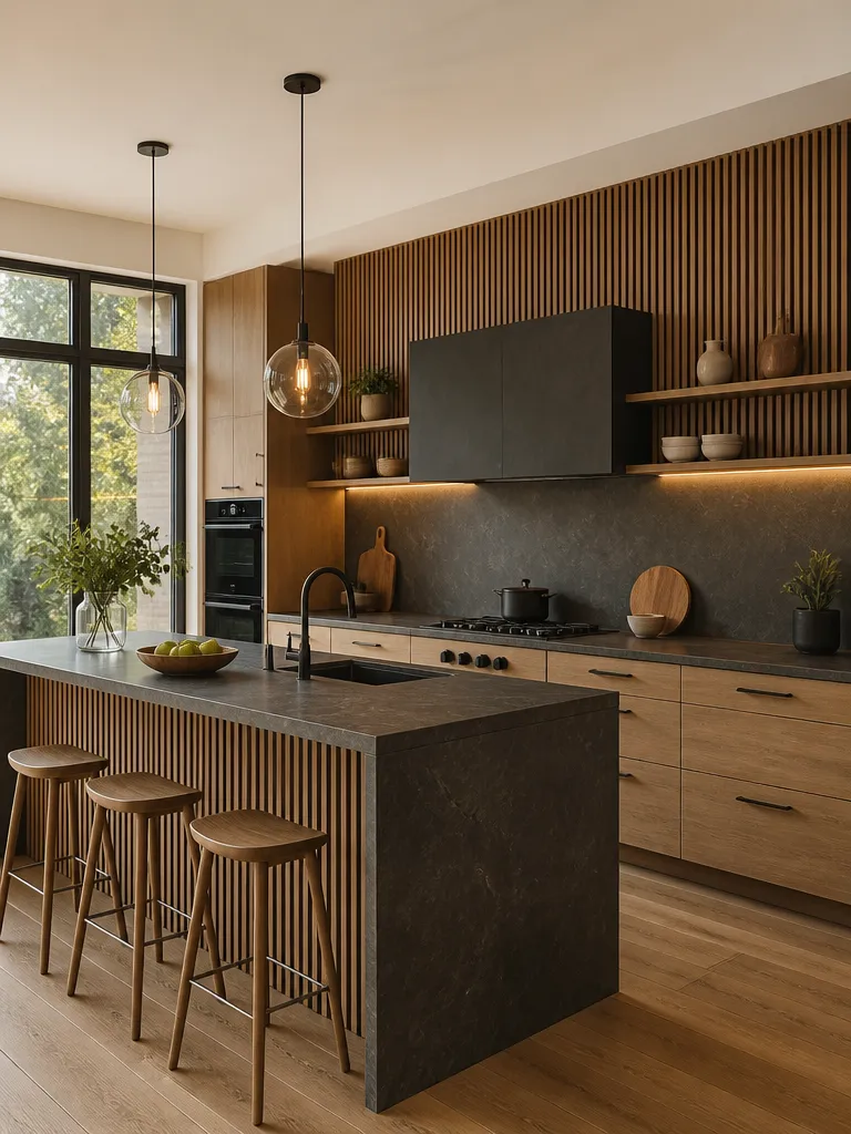 Acoustic Wall Panels Kitchen Warm residential staging