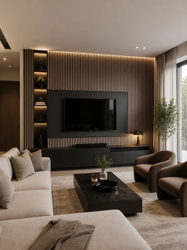 Acoustic Wall Panels Living Room Luxury editorial staging