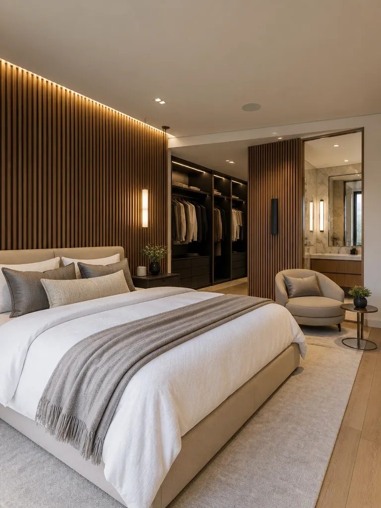 Acoustic Wall Panels Master Bedroom Warm residential staging