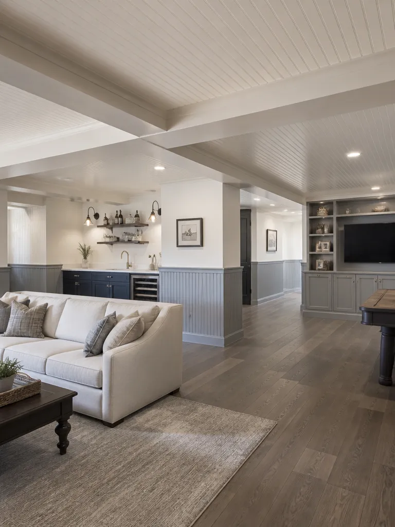 Beadboard Basement Luxury editorial staging