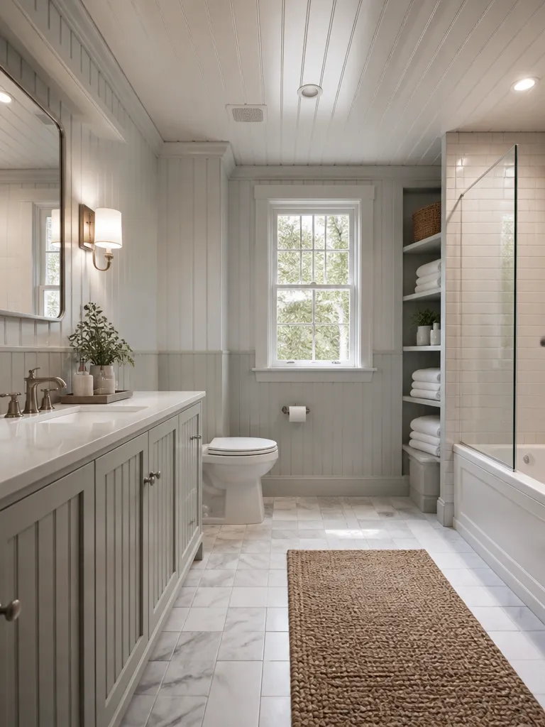 Beadboard Bathroom Warm residential staging