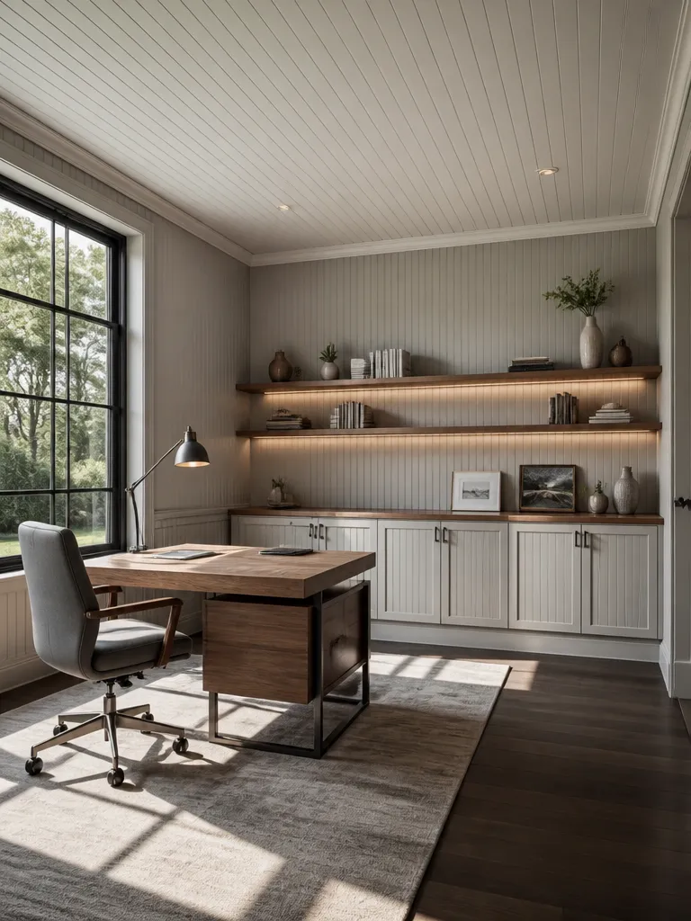 Beadboard Home Office Luxury editorial staging