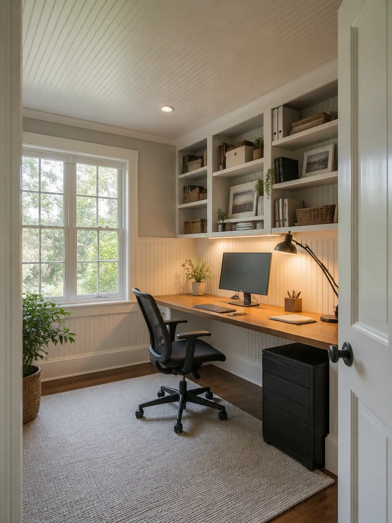 Beadboard Home Office Warm residential staging