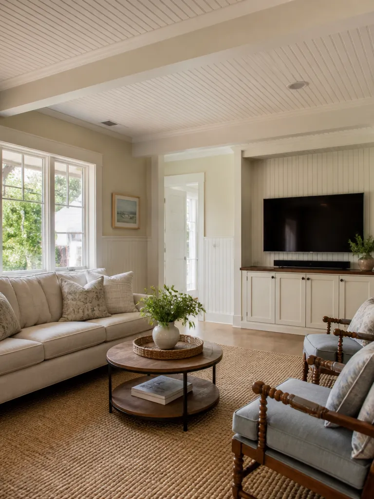 Beadboard Living Room Warm residential staging