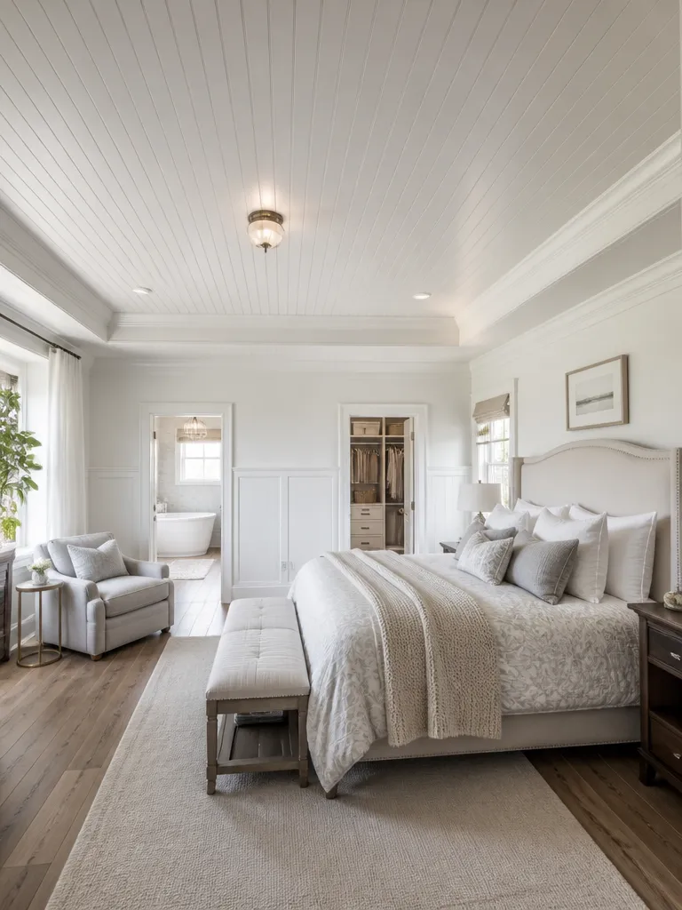 Beadboard Master Bedroom Luxury editorial staging